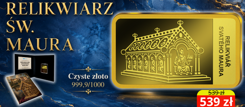 RELIKWIARZ ŚW. MAURA - czyste złoto 999,9/1000