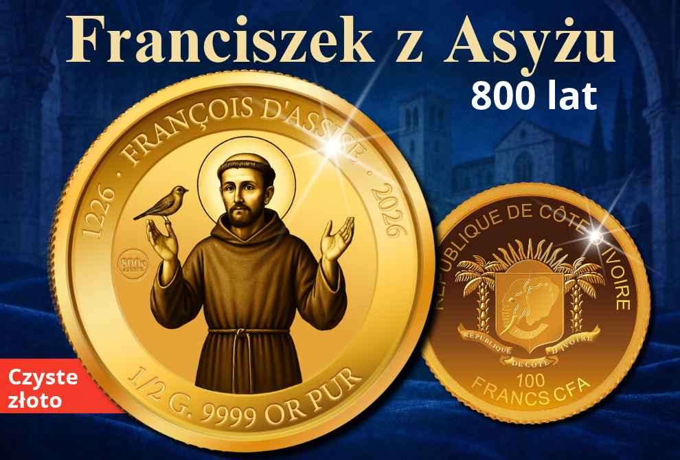 PM0166AU PSIN, Ivory Coast 2026 100 Francs Francis of Assisi 0,5g AU 999,9/1000 Proof