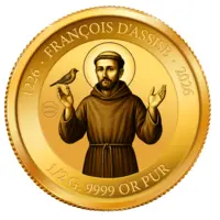 Franciszek z Asyżu – 800 lat – rocznicowa moneta z czystego złota